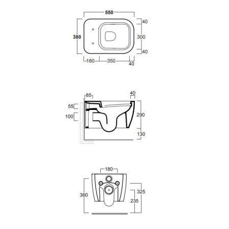 Simas Henges Унитаз подвесной безободковый 38х55 см, цвет белый матовый (без креплений F85), артикул HE18bi matt