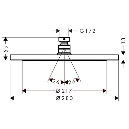 HANSGROHE CROMA Верхний душ Ø280 мм., цвет шлифованная бронза, артикул 26220140