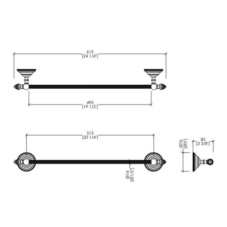 Devon  Diamond Полотенцедержатель 615 мм, цвет хром, артикул WHD508CR