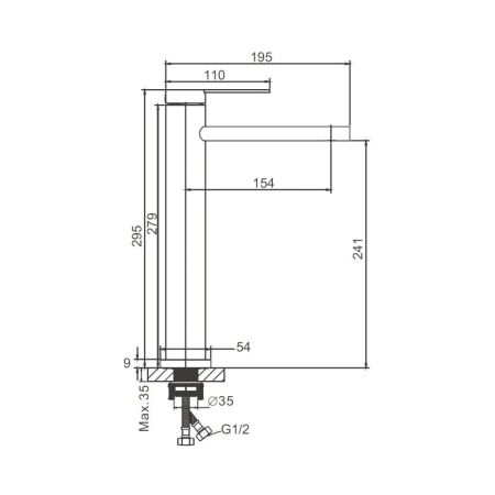 Смеситель для раковины высокий BELZ B11813-1, сатин