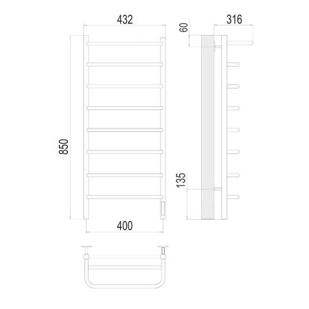 Полотенцесушитель электрический Terminus Полка П8 40х85, артикул 4670078531445