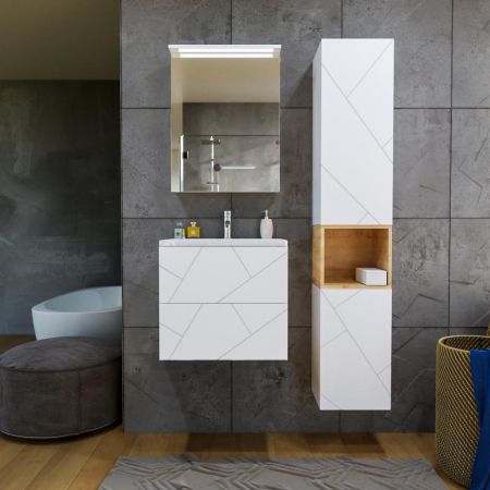 Тумба под раковину подвесная Бриклаер КРИСТАЛЛ белый, 60 см, артикул 4627125415944