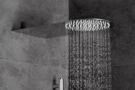 AQG, консольная душевая головка FLOWR1 50x25 см, 1 режим: дождь, цвет хром, артикул 19FLO0220R1F