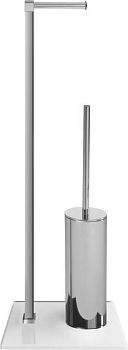 Gedy Maine, стойка: бумагодержатель/металлический ёрш, цвет хром - белый пластик