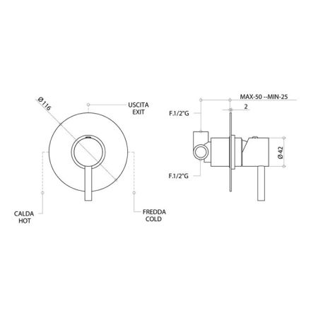 Bongio T Mix Встраиваемый смеситель для душа, цвет золото, артикул 32524ORPREU