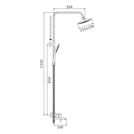 Душевая система Shevanik S6036H, черный/хром