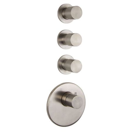 FIMA|Carlo Frattini Spillo Steel Смеситель для душа встроенный, термостатический, 3 запорных вентиля, внешняя часть, цвет INOX