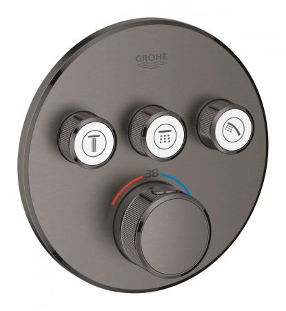 Термостат GROHE Grohtherm SmartControl на 3 выхода, внешняя монтажная часть, темный графит матовый (29121AL0)