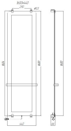 Полотенцесушитель электрический Allen Brau Infinity 160x44 с рейлингом 2.0 и креплением, серебро браш
