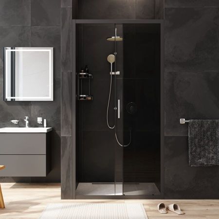 W90G-100-1-195BG Gem Solo Дверь душевая 100х195, стекло тонированное, профиль черный матовый, артикул W90G-100-1-195BG