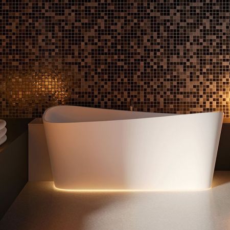 NOVELLINI INFINITIVE Ванна угловая 1840х900х700 мм., левая, в комплекте с смесителем хром, с донным клапаном click-clack, NOVOTECH, цвет белый матовый