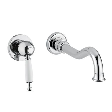 OXFORD Смеситель для раковины моноком. скрытого монтажа, настенный, ручка белая, хром, артикул 19132