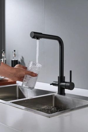 Смеситель для кухни с подключением фильтра Shevanik S328H, черный, артикул S328H