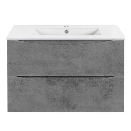 База под керамическую раковину Mia Slim 800 подвесная, 2 выкатных ящика soft close, Beton, артикул VMC-2MC800S1BT