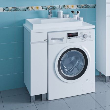 Тумба под раковину над стиральной машиной напольная "Марс- 19" 1 дверь, (ум. Юпитер 800*500 литой мрамор), артикул 900127