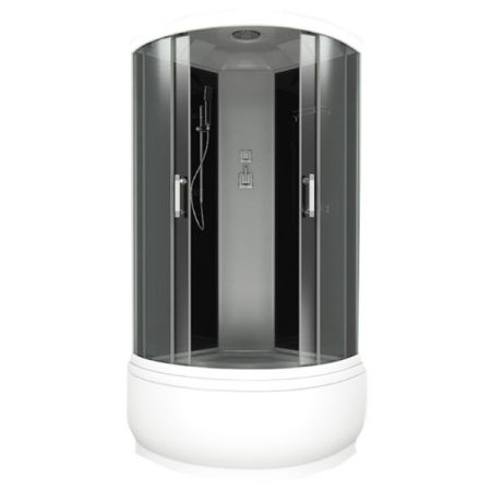 Душевая кабина Bas Арона 100х100 Eco стекло Графит задняя стенка Черная, артикул 
