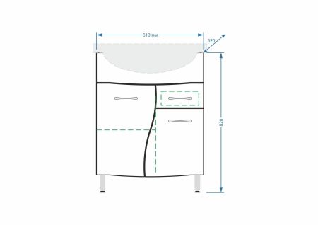 Тумба "Волна 65", 1 ящ., Байкал 65, артикул SP-00000056