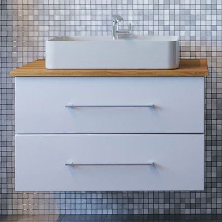 Тумба под раковину ASB-Woodline Санди 80 10881 подвесная Белая Дуб, артикул 10881