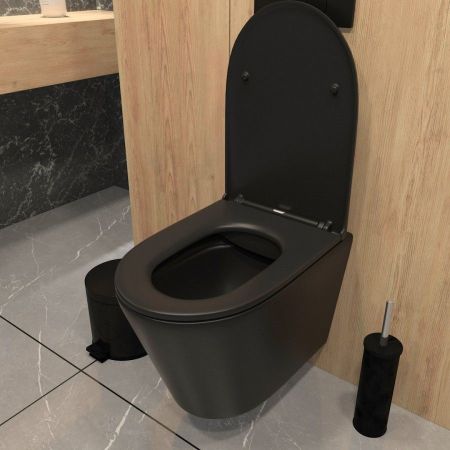 Унитаз подвесной Maretti Florenza безободковый с микролифтом, FL10PBM97-560, черный, артикул FL10PBM97-560