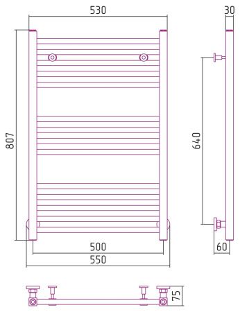 Полотенцесушитель водяной МОДУС 800х500 (Белый) Полотенцесушитель водяной МОДУС 800х500 (Белый)