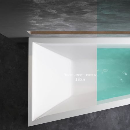 W72A-160L100W-A2 Ванна акриловая spirit  ассиметричная 160x100, без слива/перелива, левосторонняя