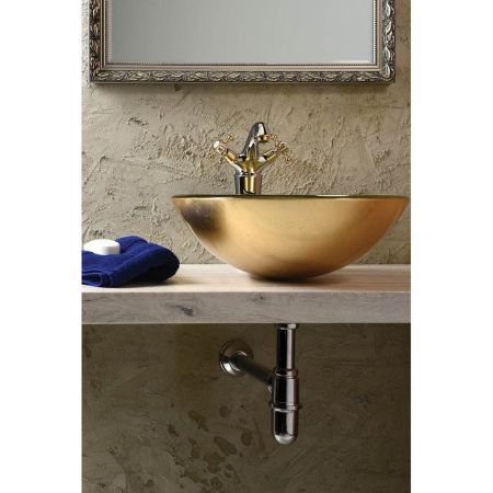 Раковина-чаша стеклянная SHAY d42 см, на столешницу, золото, Sapho