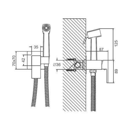 Гигиенический душ со смесителем Maretti Umbria Black UMB30RV67, черный