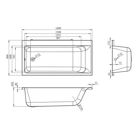 Гидромассажный комплект с хромотерапией 5 в 1 Lavinia Boho Catani 36334H0C, акриловая ванна 160x80 см (правый разворот), каркас с монтажным набором, подголовник, хромотерапия, гидромассаж, артикул 36334H0C