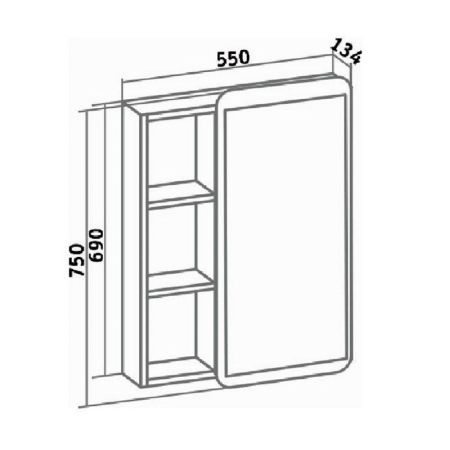 Зеркальный шкаф Runo Капри 55 4620750028022 Белый, артикул 4620750028022