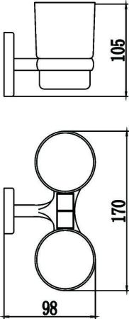 Стакан для ванной комнаты двойной Savol S-007068, хром, артикул S-007068