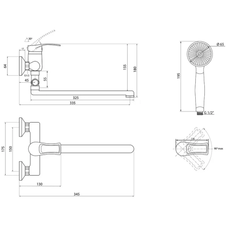 Смеситель для ванны Славен СЛ-ОД-Ц31, хром
