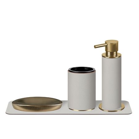 ADJ Диспенсер для жидкого мыла, D7xH19см., цвет: Gold/устричный, артикул 4980.Gold/02