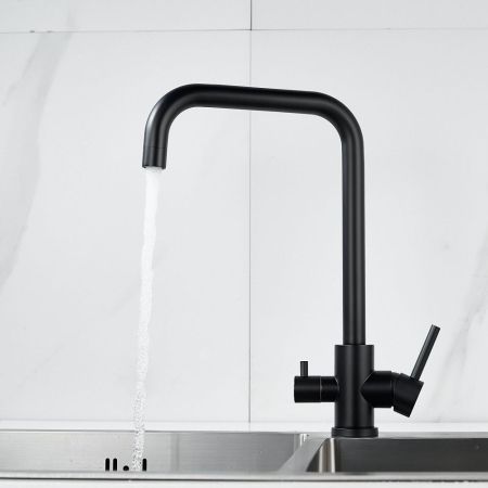 Смеситель для кухни с подключением фильтра воды Raffine F118H, черный