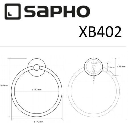 Полотенцедержатель X-ROUND BLACK в виде кольца, черный, Sapho, артикул XB402