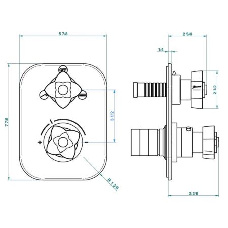 THG Встраиваемая часть термостатического смесителя, с переключателем на 2 положения
