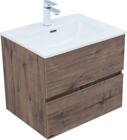Тумба под раковину Aquanet Алвита New 60 2 ящика, дуб веллингтон табак, артикул 00334184