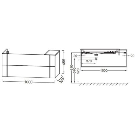 EB3031-E73 тумба под раковину NOUVELLE VAGUE подвесная с выступом, 2 ящика (фактурный дуб), артикул EB3031-E73