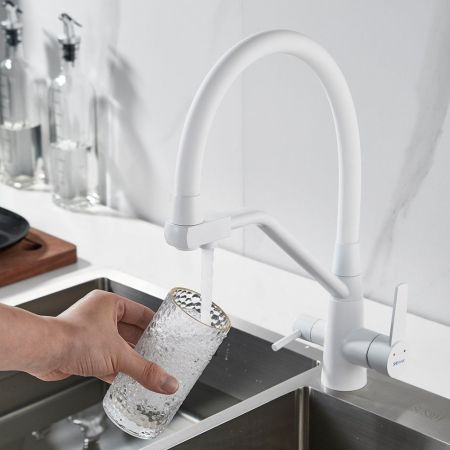 Смеситель для кухни с подключением фильтра Shevanik S968C, белый, артикул S968C