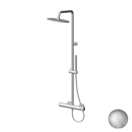 Gattoni Комплект для душа: термостатический смеситель, душевая стойка, душевая лейка 250мм, ручной душ, цвет NICKEL SPAZZOLATO, артикул KIT/TS60NS