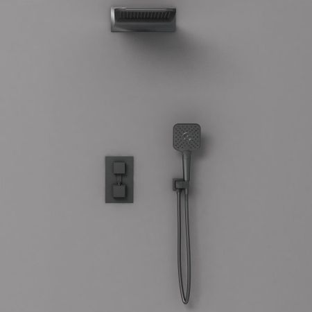 Душевой комплект VSFW-103TMB термостатический встраиваемый, двухрежимный, черный, артикул VSFW-103TMB