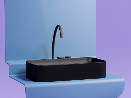 Умывальник чаша накладная прямоугольная (цвет Черный Матовый) Элемент (Element) 705x380x122мм, артикул CN6054MB