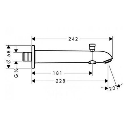 HG Излив для ванны E 228 мм с переключателем на душ, цвет хром, артикул 13424000