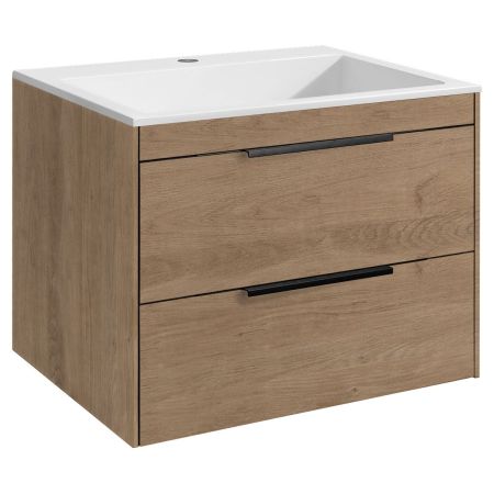 База под раковину Chiara 2D 600 подвесная, 2 выкатных ящика soft-close, N.Oak, артикул VMC-2C2600NO