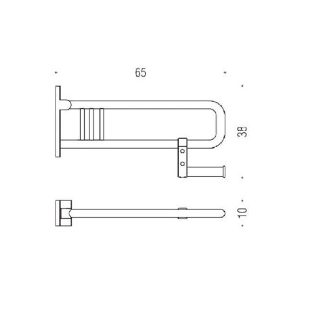Colombo Complementi Поручень для инвалидов, 65см., с держателем для т/б., цвет: хром, артикул B9729.CR