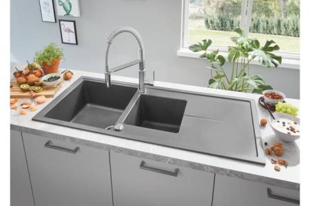 Мойка GROHE K400 с 1,5 чашей, серый гранит (31643AT0)