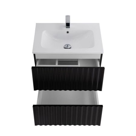 ELEGANT База под раковину подвесная с двумя выкатными ящиками, с LED подсветкой ручек. Чёрный матовый, 570x469x550 AM-ELEGANT-600-2C-SO-NM-LED, артикул AM-ELEGANT-600-2C-SO-NM-LED
