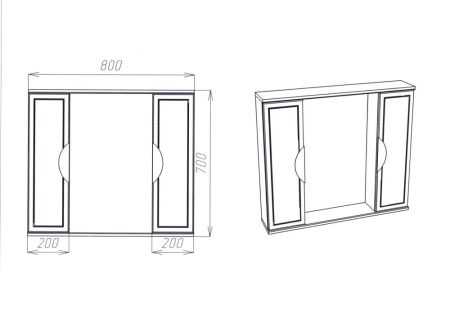 Зеркальный шкаф VIANT "Лима" 100 без света 160х950х700 (VLIM100-ZSH), артикул VLIM100-ZSH