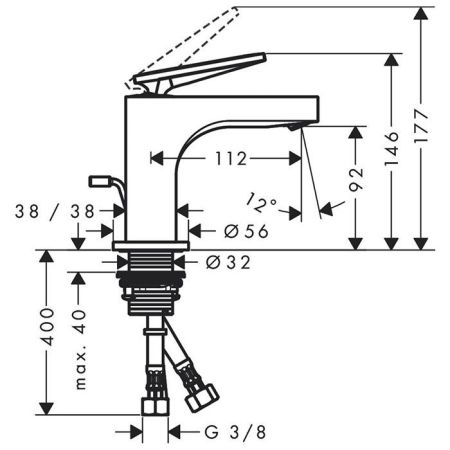 AX Citterio Смеситель для раковины 90, с текстурой, хром, артикул 39001000