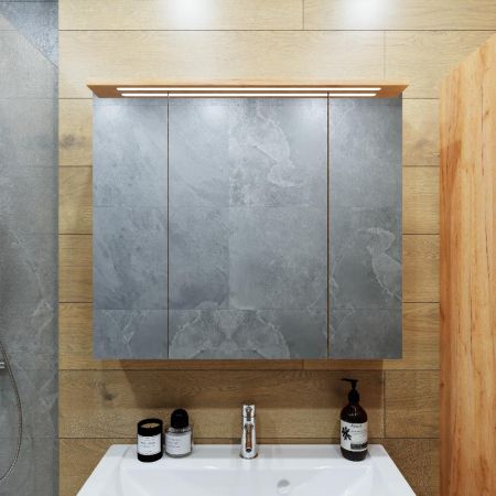 Комплект мебели для ванной Бриклаер Форест 80B, дуб золотой/белый, артикул Форест 80B