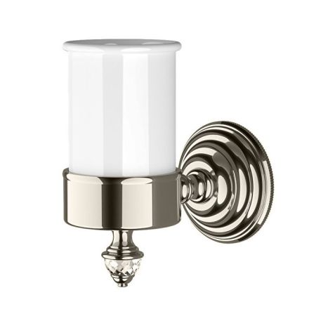 Devon  Diamond Стакан керамический белый   для зубных щеток, держатель цвет никель блестящий, артикул WHD503NKBI